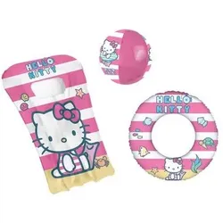 HAPPY PEOPLE 16976 Hello Kitty Strandset Strandball, Schwimmring, Kindermatratze 3-teilig