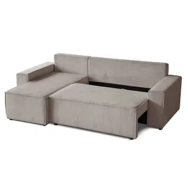 beautysofa Ecksofa HEKTOR poso2 Dunkelbeige , Breite der Ottomane 70 cm, mit Schlaffunktion - Beige