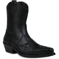 Mytrendshoe Herren Stiefel Cowboy Boots Western Schuhe Cowboystiefel 833742, Farbe: Schwarz, Größe: 41