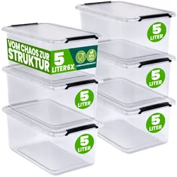 Aufbewahrungsbox Transparent 6er-Set 30x20x12cm 5L stapelbar