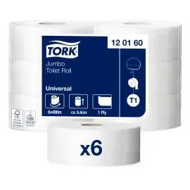 TORK Jumbo-Toilettenpapier T1 Universal 1-lagig Recyclingpapier, 6 Rollen