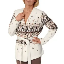 Triumph Lounge Me Cosy Bed Jacket Weiß Muster Polyester 36/38 Damen
