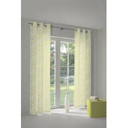 Vorhang ADAM "Wave", bunt (natur, hellgrün, gelb), B:145cm H:145cm, Jacquard, Baumwolle (Bio-Baumwolle), Leinen, Gardinen, nachhaltig aus Bio-Baumwolle