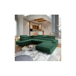 masseno Eckcouch Velours 3-Sitzer Grün