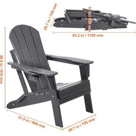 Vevor Adirondack-Stuhl 2er-Set 55 x 70 x 106 cm grau