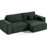 petits-meubles Eckcouch Cord 3-Sitzer Tannengrün