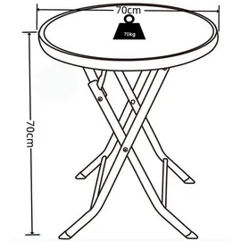 VCM Gartentisch klappbar Ø 70 x 70 cm Anthrazit