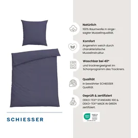 SCHIESSER Molly Uni Indigo 135 x 200 cm + 80 x 80 cm