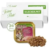 Lyra Pet 34 x 100 g Lecker.Pet® Leo's Feine Paté Reich an Huhn Katzenfutter Nassfutter Vollnahrung