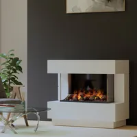 muenkel design London 1100 Opti-glo [Elektrokamin Opti-myst]: Wunschfarbe nach RAL - Mit Heizung - Wasserleitung - Dekoholz mit Stehrost (gerade)