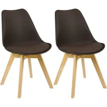 Woltu Esszimmerstühle 2er Set Esszimmerstuhl Design Stuhl Küchenstuhl Holz, Braun -