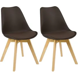 Woltu Esszimmerstühle 2er Set Esszimmerstuhl Design Stuhl Küchenstuhl Holz, Braun -