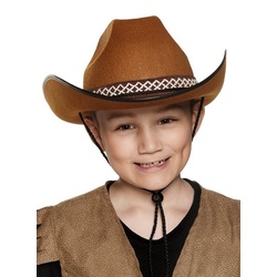 Boland Kostüm Cowboyhut braun, Robuster Westernhut passend zum Cowboy Kinderkostüm braun
