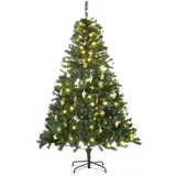 Homcom Künstlicher Weihnachtsbaum 180 cm künstlich Tannenbaum mit LED Beleuchtung, Kugeln, Christbaum mit 745 Spitzen, Weihnachtsdeko inkl. Metallständer für Drinnen