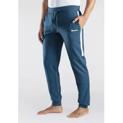 Sweathose BENCH. LOUNGEWEAR, Herren, Gr. 60/62 (XXL), N-Gr, blau (petrol), Sweatware, Obermaterial: 60% Baumwolle, 40% Polyester, unifarben mit Farbeinsatz, Basic, bequem lang, Hosen, mit Bündchen am Beinabschluss