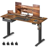 VASAGLE Höhenverstellbarer Schreibtisch 60 x 140 cm vintagebraun-schwarz