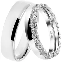 Trauring DOOSTI "Schmuck Geschenk Silber 925 Ehering Partnerring LIEBE" Fingerringe Gr. 52, mit Zirkonia, Silber 925 (Sterlingsilber), 5,0mm, silberfarben (silberfarben + kristallweiß) wahlweise mit oder ohne Zirkonia