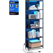 VASAGLE Bücherregal 30,3 x 60 x 178,6 cm Ebenholzschwarz