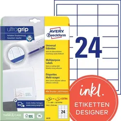 AVERY Zweckform Etiketten 6172 weiß 64,6 x 33,8 mm