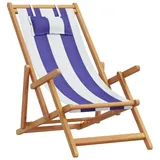 vidaXL Strandstuhl Klappbar Blau Weiß