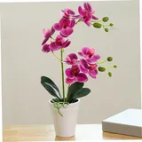 Comebachome Künstliche Orchidee im Topf, 15,7 -Zoll realistische falsche Orchideenblume im Topf, Kunst Orchidee Dekorative Blumenverzierung für Büro -Home Wedding Party Dekor (lila)