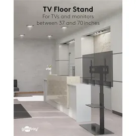 goobay TV-Bodenständer Basic (L) 65 cm Schwarz Glas/Metall/Stahl