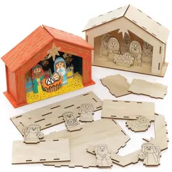Weihnachtskrippe Holzbastelset (pro Set 2) Bastelaktivitäten zu Weihnachten