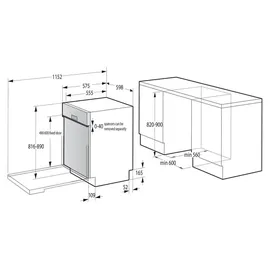 Gorenje G600 GI673C60X Einbau-Geschirrspüler (teilintegrierbar, 598 mm breit, Edelstahl)