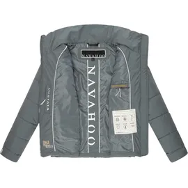 Navahoo leichte Damen Steppjacke kurze Übergangsjacke oversized mit Fledermausärmeln Luftzauber 14 Stormy Blue Gr. S - S