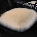 Plüsch Autositzbezug,Faux Lammfell Auto Sitzauflage,Winter Warme Sitzkissenbezug, Sitzbezug,Autositzkissen Abdeckung Modell Universal (Beige,Vordersitzkissen)