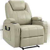deluke Lounger Sessel PORTO Kunstleder 83 x 105 x 94 cm Creme mit Wärmefunktion/Massagefunktion