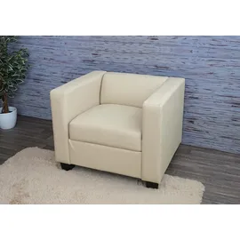 MCW Sessel Lille Kunstleder 75 x 75 x 75 cm Beige mit Rollen