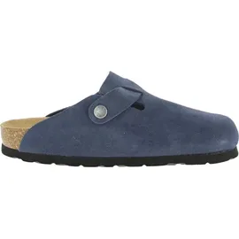 ROHDE Damen Pantolette aus Velourleder mit Tieffußbett Alba 6071, Größe:39 EU, Farbe:Blau - 39