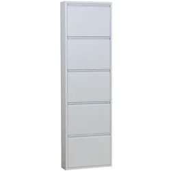 Pisa Schuhschrank mit 5 Klappen/ Türen in Metall weiss.Fertig montiert.