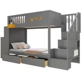 Okwish Etagenbett 90 x 200 cm Kiefer grau