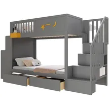 Okwish Etagenbett 90 x 200 cm Kiefer grau