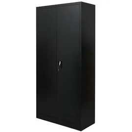 Proregal Flügeltürenschrank ELEPHANT HxBxT 185x90x40cm | 4 Fachböden Schwarz Metall, 90x185x40 cm, Arbeitszimmer, Aktenschränke