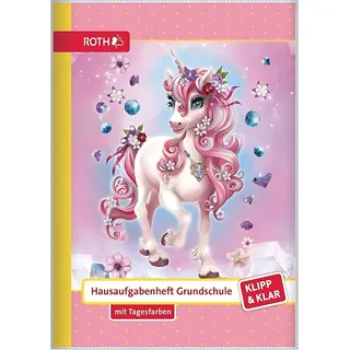 ROTH Hausaufgabenheft Einhorn Beauty Klipp & Klar liniert DIN A5 ohne Rand, 96 Blatt