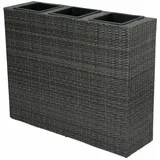 Raumtrenner Pflanzschale Blumentopf mit 3 Pflanztöpfen Rattan-Optik Dunkelgrau