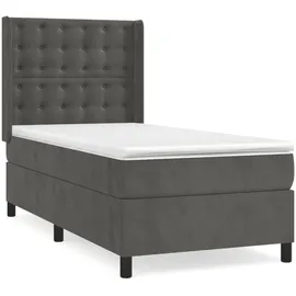 vidaXL Boxspringbett 90 x 200 cm Dunkelgrau