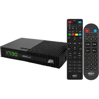 DIGIQUEST Tivùsat Ti9, DVB-S2 Decoder | Selbstinstallation | Doppelfernbedienung 2-in-1, davon eine mit großen Tasten | Tivùsat Smartcard im Lieferumfang enthalten | HDR | Aufnahmefunktion aktivierbar