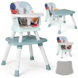 FANTASK 6-in-1 Babystuhl Kombihochstuhl, Babyhochstuhl, Lerntisch & Bausteintisch & Hochstuhl & Essstuhl & Kindersitzgruppe und Kinderhochstuhl mit Sicherheitsgurt & abnehmbares Tablett (Bunt)