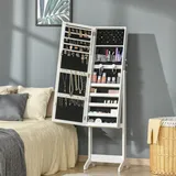 Led-schmuckschrank Mit Ganzkörperspiegel, Schmuckaufbewahrung Mit Touchscreen-beleuchtung, Weiß