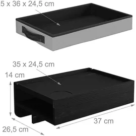 Relaxdays Nachtschrank 2er Set 37 x 26,5 x 14 cm Schwarz/Grau
