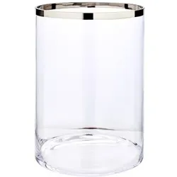 EDZARD Windlicht Molly, mundgeblasenes Kristallglas mit Platinrand, Höhe 39 cm, Durchmesser 29 cm