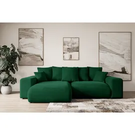 altdecor Ecksofa ESKAR-L Cord 2-Sitzer Dunkelgrün