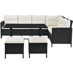 Polyrattan Lounge Manacor - Schwarz, Creme