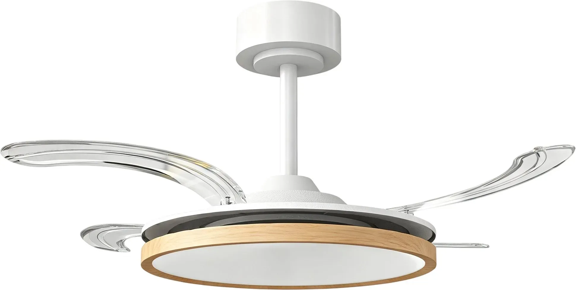 HOMCOM Deckenventilator mit Beleuchtung, einziehbare Flügel, Ø95 cm, 80 W Dimmbare LED Deckenleuchte mit Ventilator, 3 Lichtfarben, Fernbedienung, 6 Geschwindigkeiten, Timer, DC Motor, Natur   Aosom