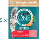 5 x 750 g Purina ONE Sterilcat (€ 8,44/kg) reich an Lachs Trockenfutter f. Katze