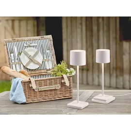 meine wunschleuchte 2er SET Akku LED Outdoor Tischlampen Weiß kabellos ohne Strom mit Touch dimmbar